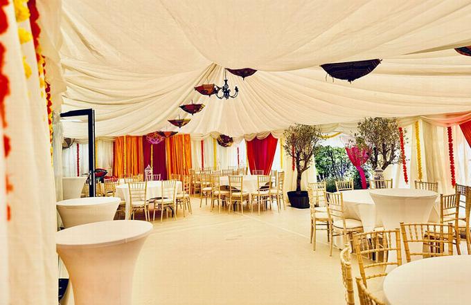 Wedding reception set up in marquis